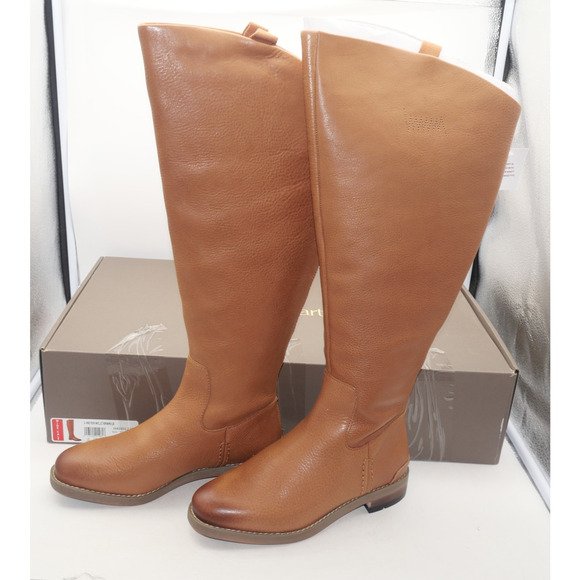 NEW Franco Sarto Meyer Wide Calf Tan Knee High Brown Leather Boot Women's 6 Wide - Picture 4 of 13